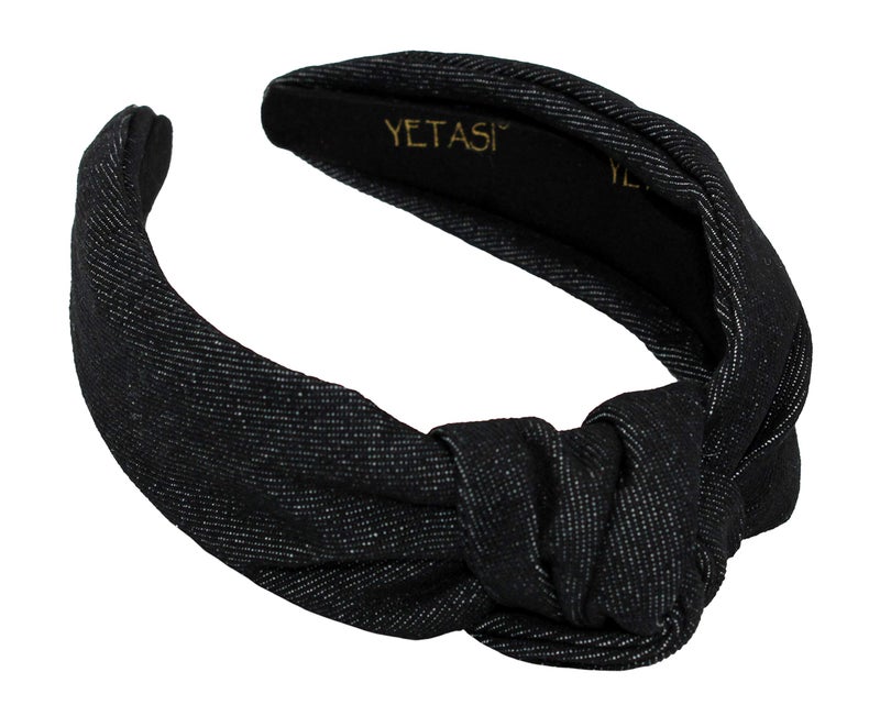 YETASI Black Denim Headbands for Women Get Compliments Head bands for Womens Hair are Chic Knotted Headband is a Girls Fashion Designer Jean Top Knot